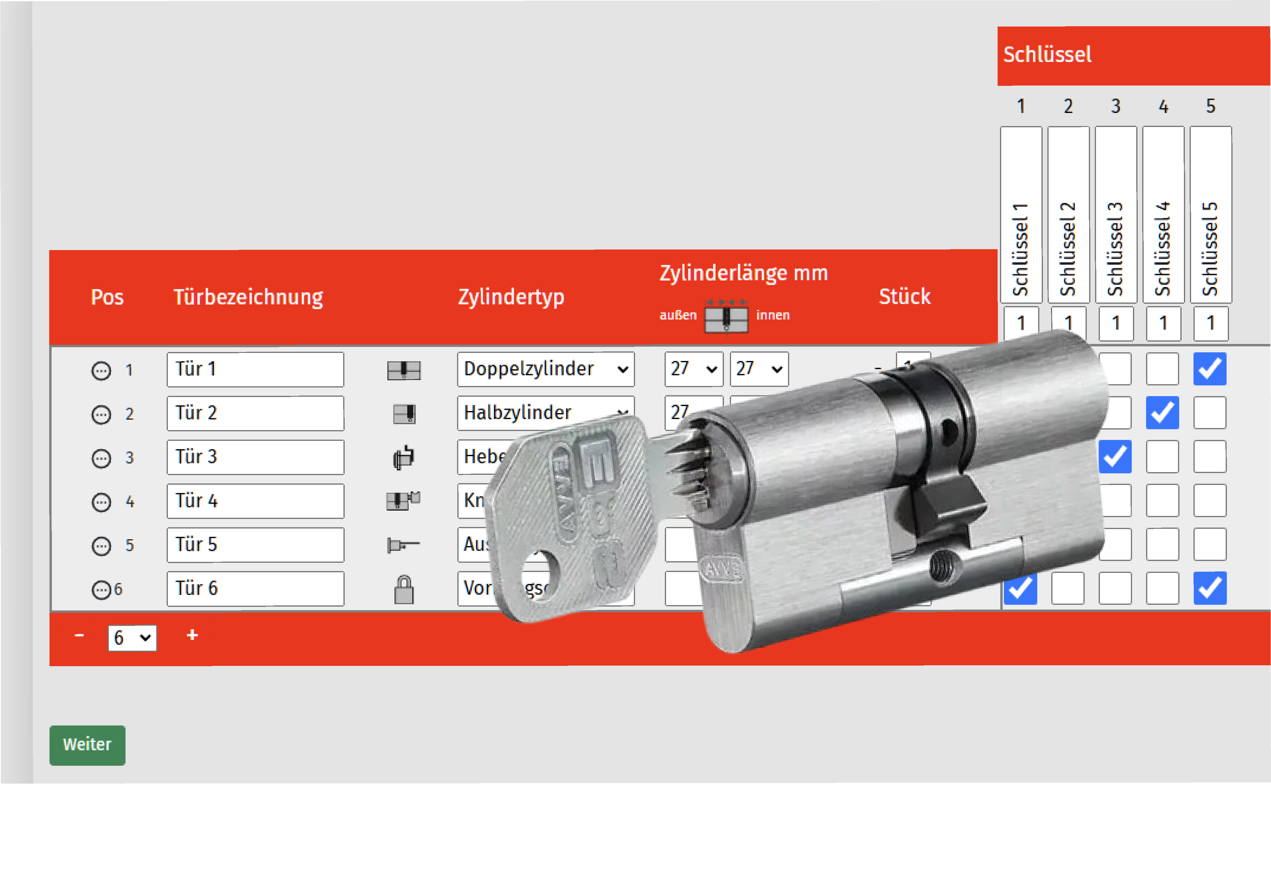 Schließanlagen Konfigurator